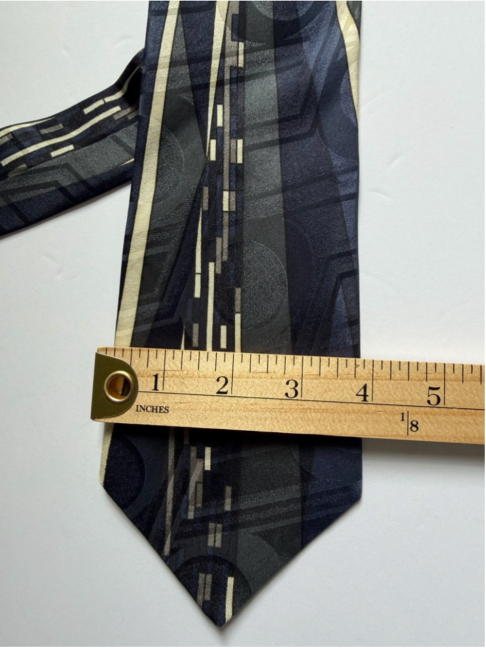 Vintage Proliforni Milano 100% Italian Silk Tie Abstract Geometric Wide 4” - Picture 6 of 6